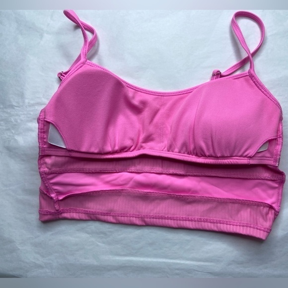 Salt +Cove Peony Pink Satiny Ribbed Bikini Top Size Small - Picture 2 of 11